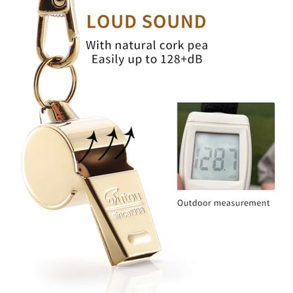 HUTOU L4820 Whistle, Brass Coach Sports Whistle with Lanyard, Loud Crisp Sound Whistle Ideal for Coaches, Referees, and Officials