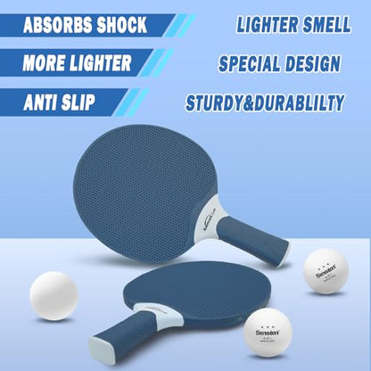 Senston Table Tennis Rackets Set, Professional Table Tennis Racket with 3 Balls, Composite Rubber Ping Pong Paddle Set - color: Indigo