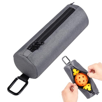Cosmos Pickleball Ball Holder, Portable Carrying Storage Bag with Hook, Travel Accessory Pouch Holds 3 Pickleball Balls - color: Gray