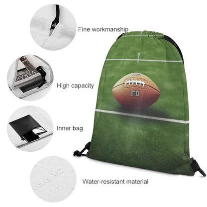 American Football Field Ball Sport Drawstring Backpack 420D Oxford Waterproof Sport Gym Bag Cinch Sack for Basketball Yoga Beach