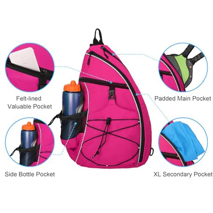 WOLT Pickleball Bag,Crossbody Sling Bags for Women Men,Pickleball Backpack with Fence Hook for Tennis, Racketball - color: Pink