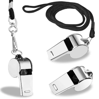 Whistle for Coaches,Whistle with Lanyard for Coaches Teachers Referees Emergency Outdoor Sports(3 Pcs Loud Stainless Steel)