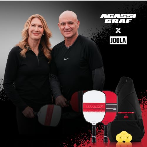 JOOLA Agassi/GRAF Champion Set with Pickleball Paddles, Balls & Sling Bag - Sandblasted Pickleball Racket - Agassi Shape with Extended Sweet Spot - UPA-A Certified - USAP Approved - NFC Chip Enabled - color: 2 Player Set | Fiberglass | Champion