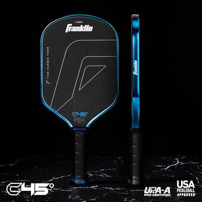Franklin Sports PRO Pickleball Paddles – C45 Carbon Fiber Series - Official USAP + UPA Approved – Pro Player Design - color: Hybrid |Electric Blue, size: 14 mm