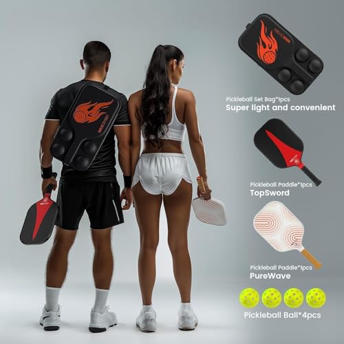 Pickleball Paddles T700 Carbon Fiber Surface Paddle USAPA Approved 16MM High Performance Lightweight Racket with Wide Face Long Grip for Men Women Beginner Starters Partners Couples - color: Set of 2-Black+White