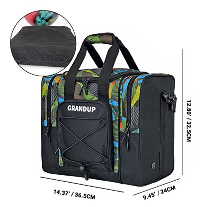 GRANDUP Bowling Ball Bag for Single Ball - Black Bowling accessories Ball Tote Bag Bowling Bag with Padded Ball Holder - Fits Bowling Shoes Up to Mens Size 14