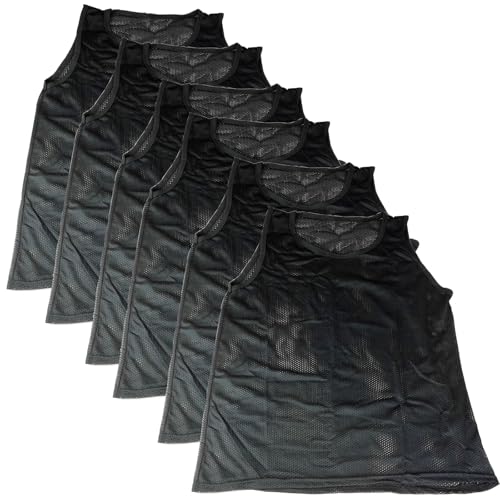 BlueDot Trading Adult & Youth Scrimmage Training Vests for Soccer, Basketball & More – Available in 1, 6, 12, 24 Packs - color: Black, style: Youth 6 Pack