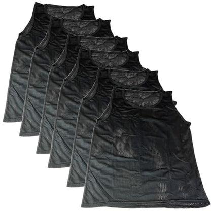 BlueDot Trading Adult & Youth Scrimmage Training Vests for Soccer, Basketball & More – Available in 1, 6, 12, 24 Packs - color: Black, style: Youth 6 Pack