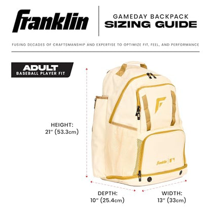 Franklin Sports MLB Gameday Baseball + Softball Backpack – Adult +Youth Equipment + Bat Bag – Stores Batting Gloves, Helmet, Cleats + More - Waterproof Premium Batpack