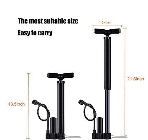 Bike Floor Pump, Bicycle Pump with Dual Presta & Schrader Valve Head, High Pressure Bicycle Tire Inflator, Portable Hand Air Pump for Road & Mountain Bikes, Strollers and Balls - style: Classic/No Gauge