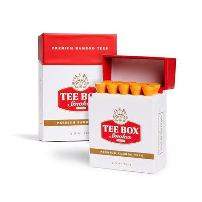 BRIMZ Tee Box Smokes Bamboo Golf Tees – Magnetic Reusable Tee Case – Funny Golf Gift & Golf Accessories – 20 Premium 2¾" Bamboo Tees (2 Pack - 20 Tees Total) - style: 2 Pack Smokes (20 Tees)
