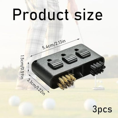 Golf Club Brush Cleaner Set, 3-in-1 Portable Groove Cleaning Tool, Pack of 3, Black