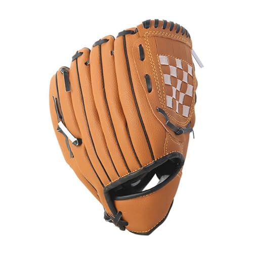 10.5/11.5/12.5 Inch Synthetic Leather Baseball Mitt - Left Hand Deep Pocket Design for Infield Practice, Beginner Softball Glove - color: Brown, size: Small
