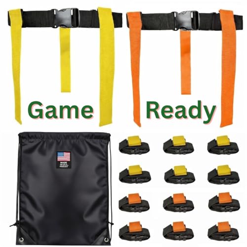 HE Adult Flag Football Belts 40″ Adjustable, Extra-Wide 2″ Heavy-Duty Polypro – American Made Lifetime Waranty Several Colors - color: Yellow/Orange