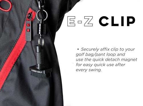 Links Golf – Mini Golf Club Brush, Portable Golf Club Cleaner with Quick-Release Magnet & S-Carabiner Clip, Heavy Duty Nylon Bristles for Golf Bag, Cart and Pants