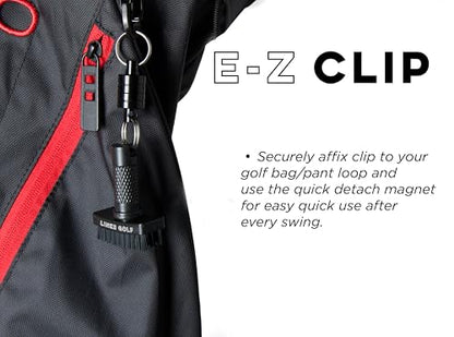 Links Golf – Mini Golf Club Brush, Portable Golf Club Cleaner with Quick-Release Magnet & S-Carabiner Clip, Heavy Duty Nylon Bristles for Golf Bag, Cart and Pants
