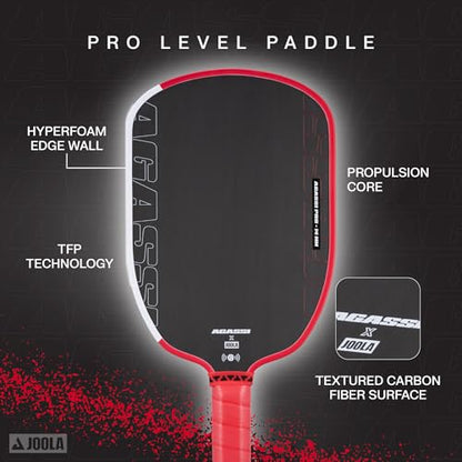 JOOLA Agassi PRO IV 14mm Pickleball Paddle w/Extended Sweet Spot - Carbon Fiber Surface Increases Spin & Control - SK Film for Power & Larger Sweet spot - UPA-A Certified - USAP Approved - NFC Chip - color: Single | 14mm Carbon | Agassi Pro