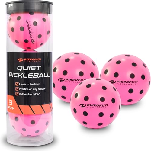 Silent Pickleball Balls - Quiet Foam Pickleballs for Indoor and Outdoor Practice - Includes 3 Balls and Tube - 3 Pack Soft Pickleballs - color: B-Pink