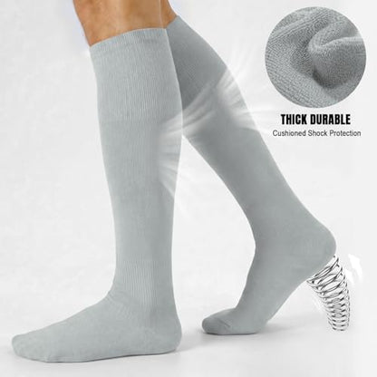 XZQTIVE Baseball Softball Socks and Baseball Softball Belt Combo Set Knee-High Soccer Socks for Kids Youth Adult - color: Gray, size: Youth