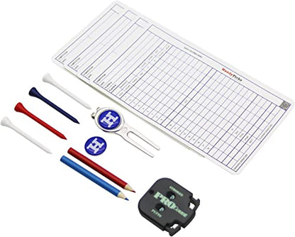 Handy Picks Golf Scorecard Holder n Yardage Book Cover in Genuine Leather - Divot Repair Tool, Ball Marker, Golf Tees, Pencil n Scorecards, Scorer Included, Gift for Golfers