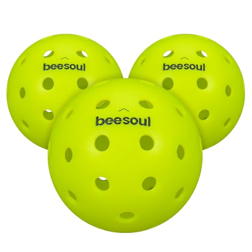 beesoul 3-Pack Premium Pickleball Balls, Outdoor 40-Hole Balls for Consistent Bounce, One-Piece Seamless Design, Built for All Skill Levels
