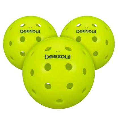 beesoul 3-Pack Premium Pickleball Balls, Outdoor 40-Hole Balls for Consistent Bounce, One-Piece Seamless Design, Built for All Skill Levels