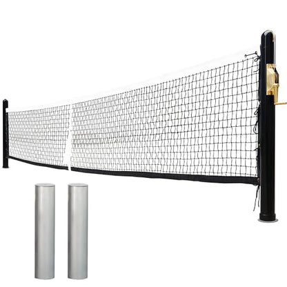 Seliyoo Permanent In-Ground Pickleball Net System,Heavy-Duty Steel Posts, Rust-Proof Coating, USAPA Regulation Size, 22FT Tournament Net with Brass Winder & Galvanized Sleeves,Outdoor Indoor Courts