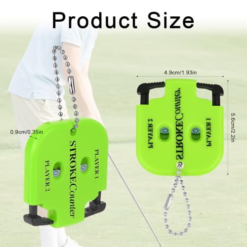 2pcs Golf Stroke Counters, Portable Score Keeper with Hanging Rope Mini Square Design 2 Player Stroke Counter Clicker for Golf Training Competitions & Games (Green)