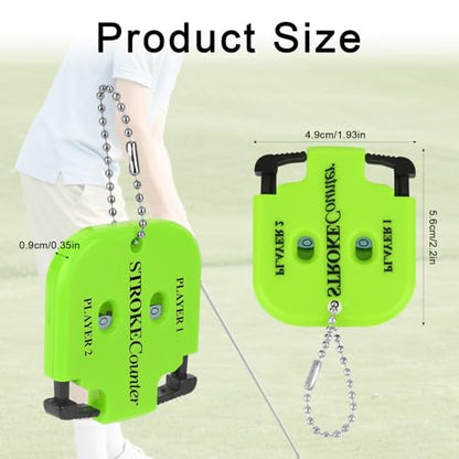 2pcs Golf Stroke Counters, Portable Score Keeper with Hanging Rope Mini Square Design 2 Player Stroke Counter Clicker for Golf Training Competitions & Games (Green)