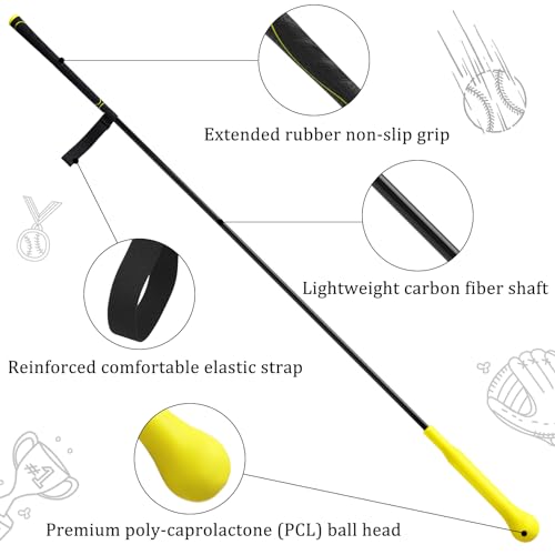 Baseball Hitting Stick,Batting Practice Equipment for Baseball and Softball,Extended Handlebar with Grip Strap,Ideal One-on-One Baseball Training Equipment - style: Baseball Swing Trainer