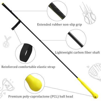 Baseball Hitting Stick,Batting Practice Equipment for Baseball and Softball,Extended Handlebar with Grip Strap,Ideal One-on-One Baseball Training Equipment - style: Baseball Swing Trainer