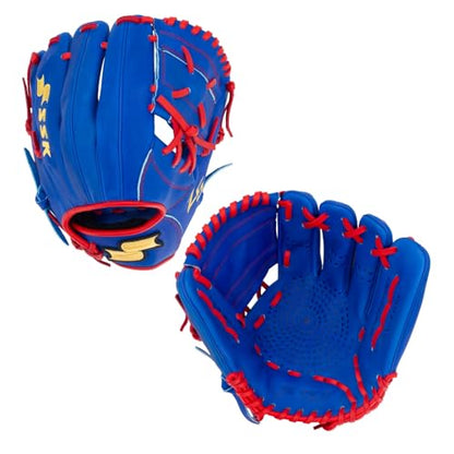 SSK Z5 Craftsman Youth Baseball Glove – 10.5” – 11” – 11.25” – 11.5” Right & Left Hand Throw - color: Royal/Red - One-Piece Web, size: 11" - Left Hand Throw
