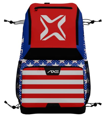 Axe Batpack | Baseball and Softball Backpack | Designed to Carry Bats, Cleats, & All Your Gear - color: Red