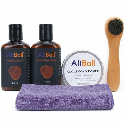 AliBall Ultimate Baseball Mitt Maintenance Kit | 8-Piece Cleaner, Oil, Brushes & Towels Combo - style: Essential Standard Kit