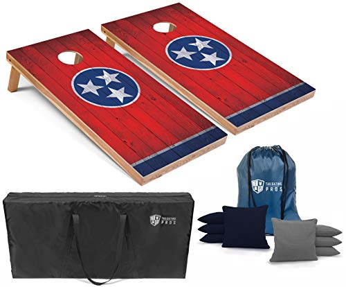 Tailgating Pros Regulation Flag Cornhole Board Sets Includes 8 Bean Bags and Carrying Totes 4'x2' Flag Toss Game Several Corn Hole Board Designs to Choose from! - color: Tennessee Flag