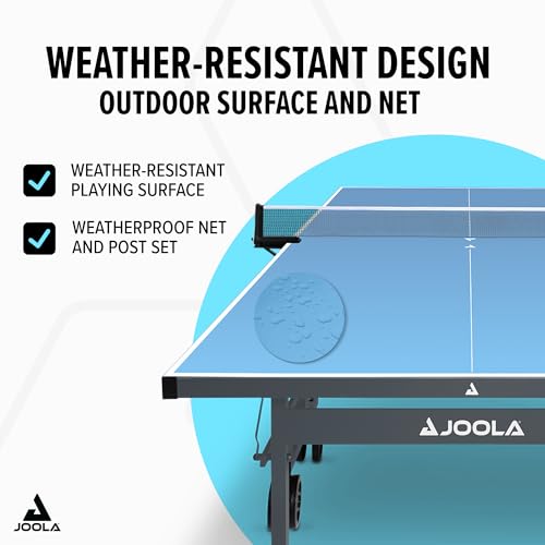 JOOLA NOVA Outdoor Ping Pong Table with Waterproof Table Tennis Net Set - Quick Assembly - All Weather Aluminum Composite Surface - Tournament Quality - Indoor & Outdoor Compatible