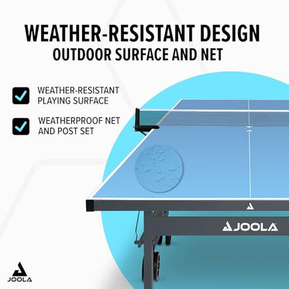 JOOLA NOVA Outdoor Ping Pong Table with Waterproof Table Tennis Net Set - Quick Assembly - All Weather Aluminum Composite Surface - Tournament Quality - Indoor & Outdoor Compatible