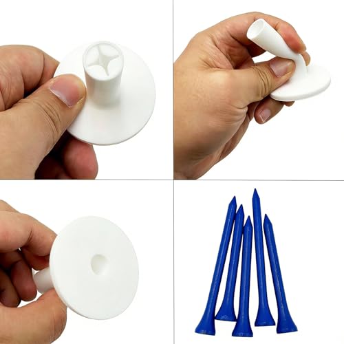32 Pieces Golf Tee Holder for Driving Range, Rubber Golf Tees for Mats, Golf Simulator Tees Set for Indoor & Outdoor Practice, 6 Sizes Tees Holders and 2 Sizes Tees