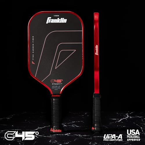 Franklin Sports PRO Pickleball Paddles – C45 Carbon Fiber Series - Official USAP + UPA Approved – Pro Player Design - color: Dynasty |Electric Red, size: 14 mm
