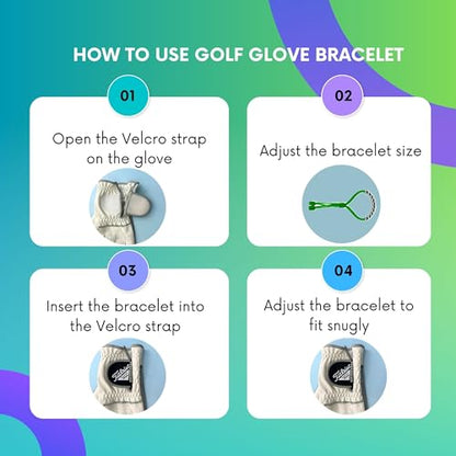 Pack of 2 Golf Glove Bead Stroke Counter, 10 Stainless Steel Beads Score Counter for Gloves, Stroke Count Resizable Easy to Adjust Golf Round Scoring Tracker Accessory
