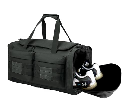 Tactical Gear bag Heavy Duty Duffel Gym bag/Tactical Backpack Custom Embroidered with your own text (Charcoal - Duffel Bag) - color: Charcoal - Duffel Bag