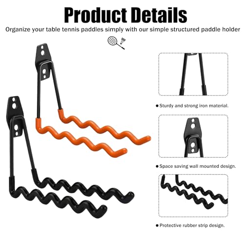2 Pack Tennis Racket Holder, Wall Mounted Tennis Racket Storage Rack, Badminton Racket Stand for Badminton Rackets Tennis Rackets Table Tennis Rackets with Hardware and Anti-Scratch Silicone Tube