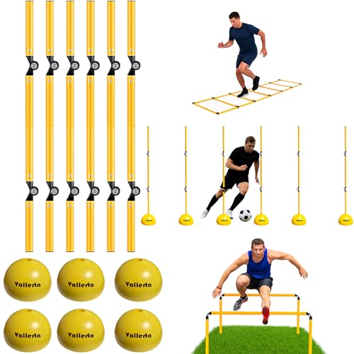 6 Pack 5FT Adjustable Soccer Agility Poles Detachable Training Slalom Sticks for Speed, Footwork & Turf Drills