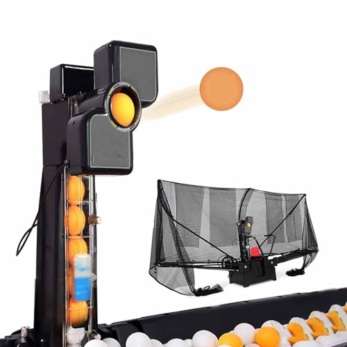 Table Tennis Robot, Ping Pong Ball Catch Trainer, for Table Tennis Catch Practice, with Catch Net, Portable Ball Launcher, 30-90 Balls/Min, for Clubs, Table Tennis Beginners