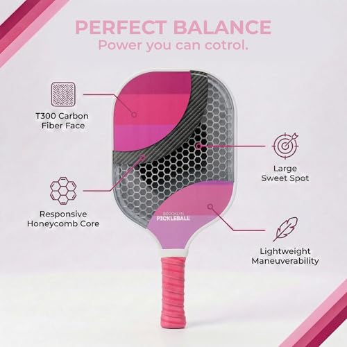 – Carbon Fiber Pickleball Paddles – USAPA Approved, Honeycomb Core, Cushioned Grip, Lightweight Design – Single Paddles & Paddle Sets - color: Neon Pink - Paddle Set