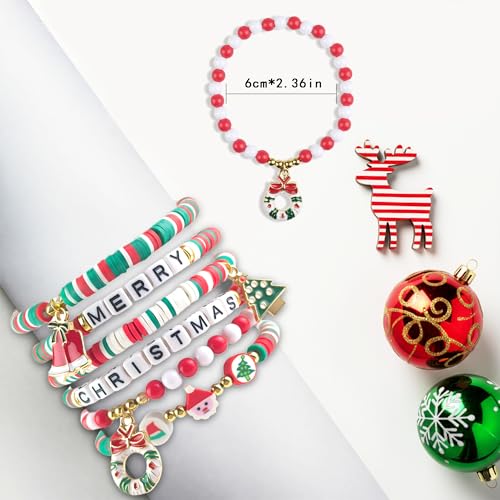 OHOME Stocking Stuffers - 6 Pack Bracelets for Teen Girls Women | Christmas Gifts for Teens Men Adults - Christmas Decorations Accessories Shirts Outfits | Xmas Sweater Dresses for Girls 2025 - style: Christmas