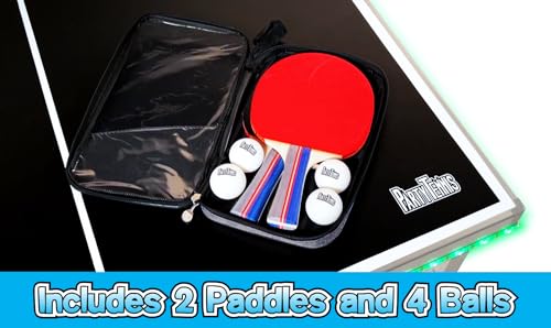 PartyLife 6 ft x 3 ft Ping Pong Table Tennis Table | Mid-Size Portable Folding Indoor Outdoor Ping Pong Table Tennis Table w/Optional LED Lights | Kids & Adults | Game Room | Not Full Size | Game Kit