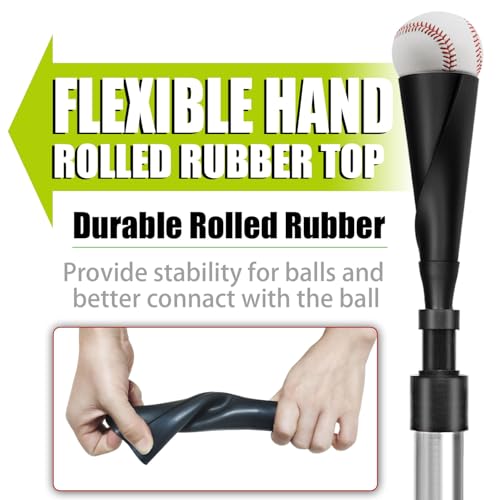 TARUMG Portable Batting Tee for Baseball/Softball, Height Adjustment from 25-47 inches, Heavy Duty Baseball Tee with Detachable Rubber Top, Easy Assembly Hitting Tee for Kids/Youth/Adults - style: Basic&Silver 25“-37”