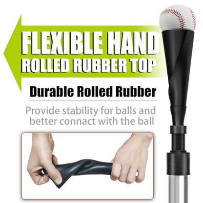 TARUMG Portable Batting Tee for Baseball/Softball, Height Adjustment from 25-47 inches, Heavy Duty Baseball Tee with Detachable Rubber Top, Easy Assembly Hitting Tee for Kids/Youth/Adults - style: Basic&Silver 25“-37”