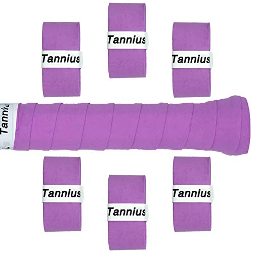 Tennis Racket Grip Tape, (6 or 9 Pack) Dry Feel Tennis Grips, Absorbent and Enhanced Tennis Racquet Overgrip - color: 6-Pack Purple
